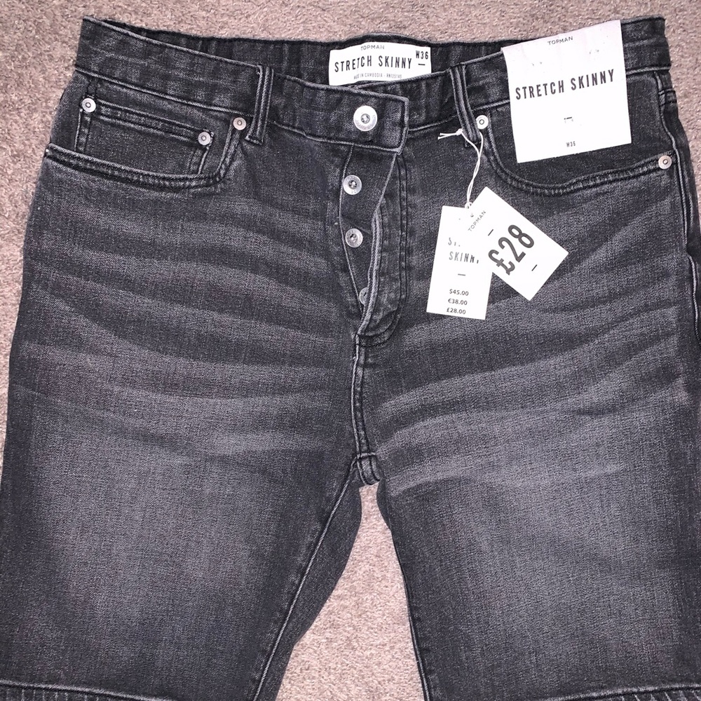 Topman Black Mens Jean Shorts